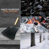 9" Galvanised Black Coal Shovel and Wooden Handle